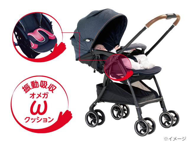 ラクーナクッションフリープラス　アップリカ　グレー　Aprica ベビーカー